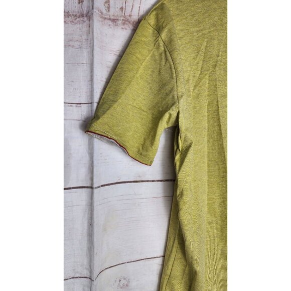Vassari Los Angeles Mustard Yellow V-Neck Designer Shirt Small – Stylish Cut Hem - Picture 12 of 12